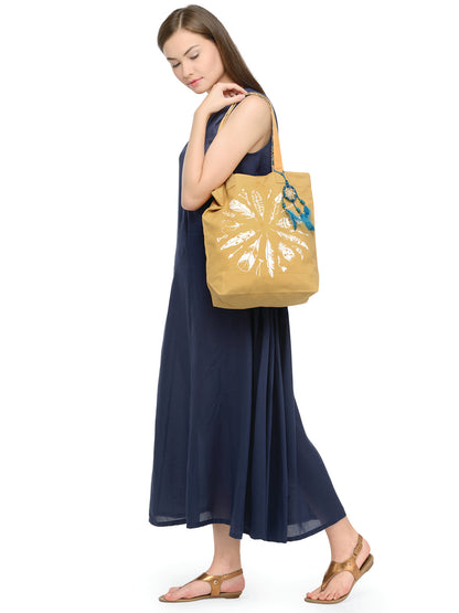 Cotton Canvas Tote Bag | Magnetic Closure & a Safety Pocket | Stylish Shoulder Bag for College & Daily Use | Digital Printed Design | With Tassel | For Women & Girls