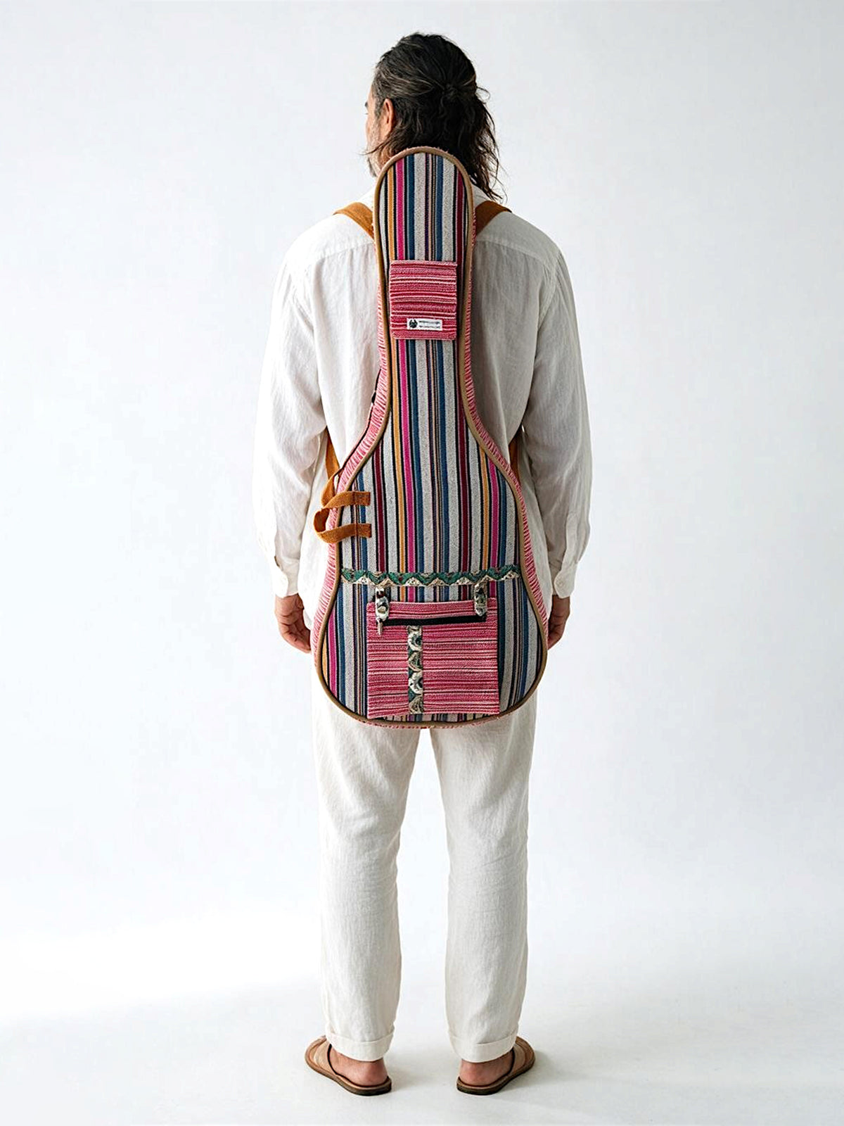 Ethnic Handloom Fabric Acoustic Guitar Bag Cover for Men and Women | Modern Guitar Case | Inner Lining | Adjustable Straps | Padded Protection | Zip Pockets |