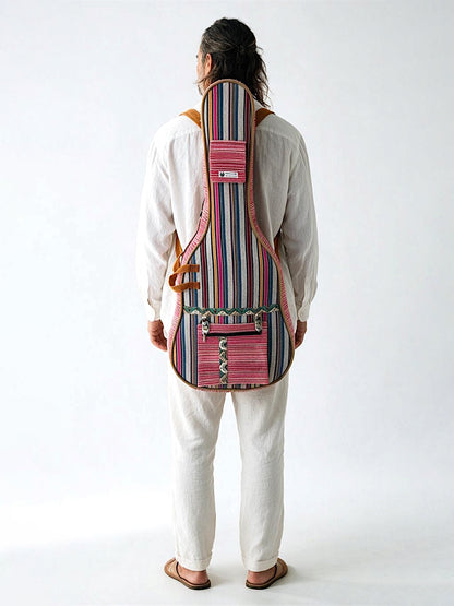 Ethnic Handloom Fabric Acoustic Guitar Bag Cover for Men and Women | Modern Guitar Case | Inner Lining | Adjustable Straps | Padded Protection | Zip Pockets |