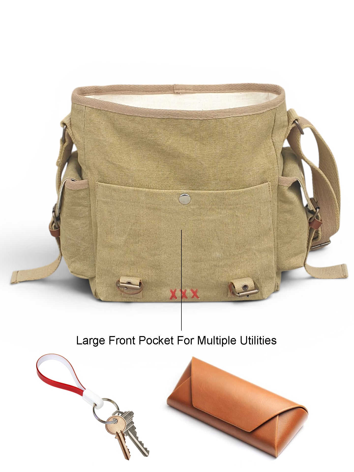 Distressed Cotton Canvas Sling Messenger Bag for Men and Women I Multipurpose Crossbody Bag I Travel Bag with Adjustable Strap | Unisex Sling Bag Crossbody Handbag for Office/Travel