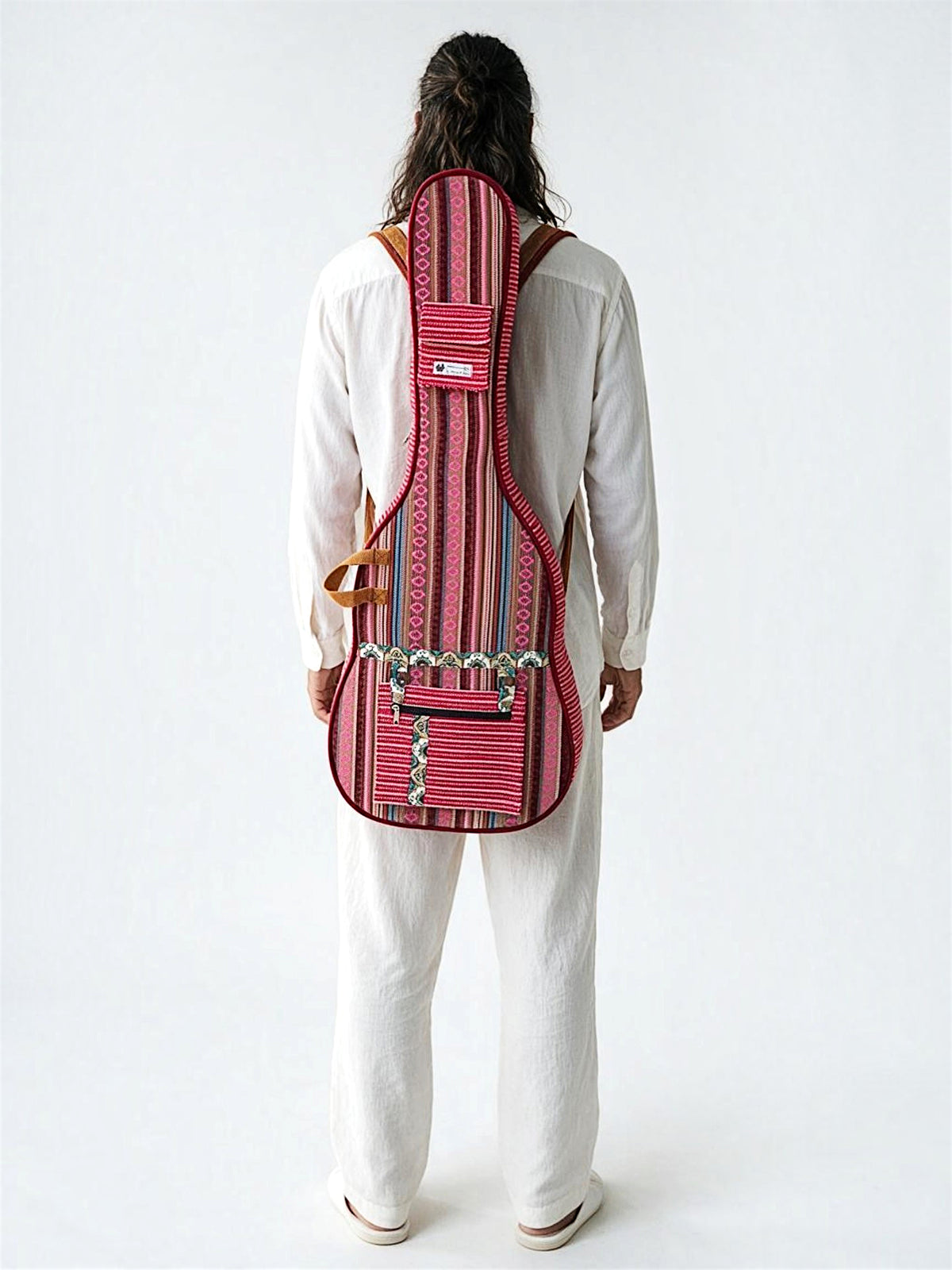 Ethnic Handloom Fabric Acoustic Guitar Bag Cover for Men and Women | Modern Guitar Case | Inner Lining | Adjustable Straps | Padded Protection | Zip Pockets |