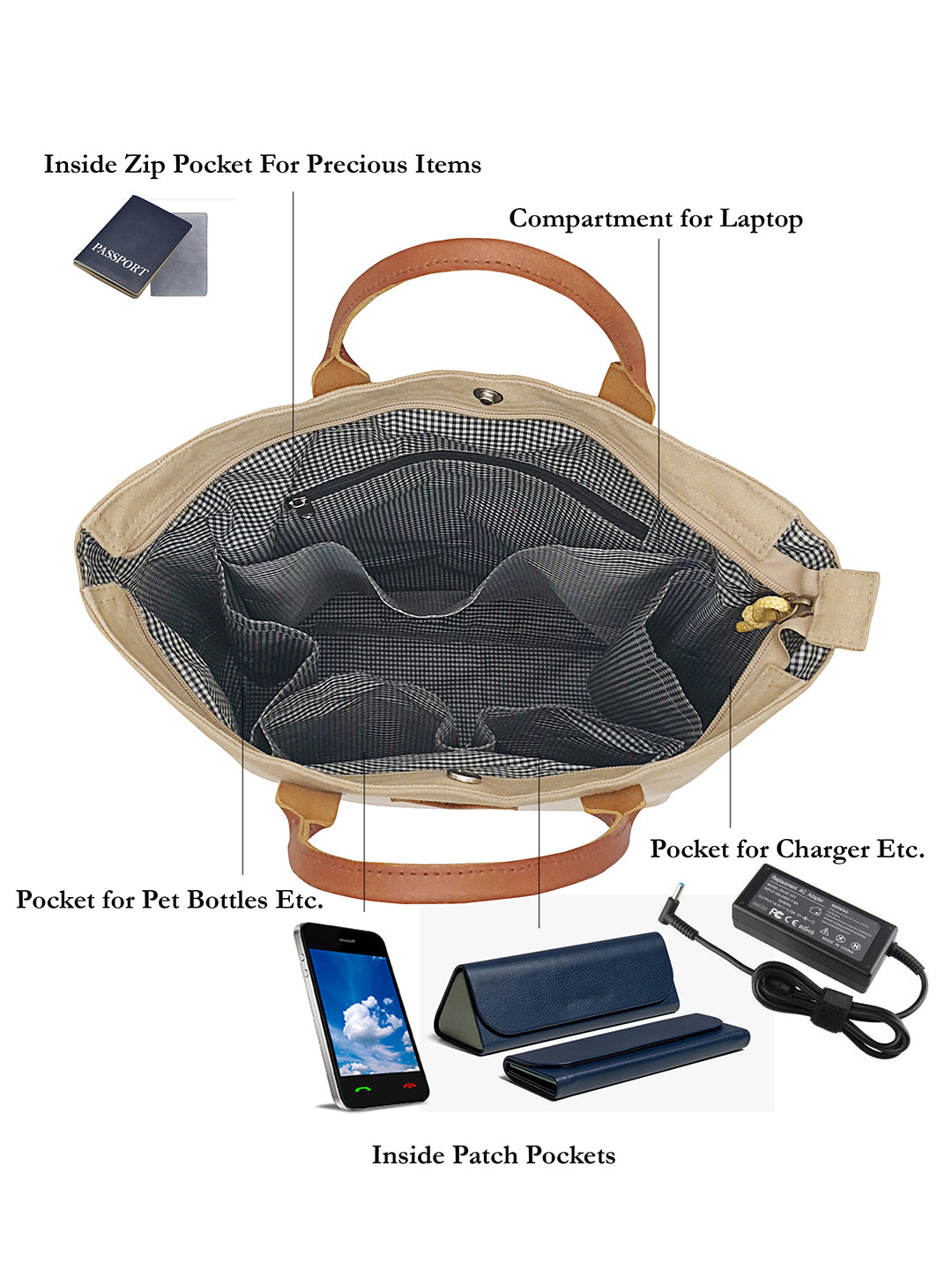 Convertible Canvas Backpack for Men and Women 15 L | Casual Bag With Laptop Compartment (Upto 14 Inch), Inside Patch Pockets & Grab Handle | Suitable for Office & College