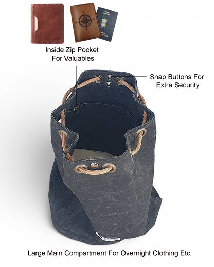 Distressed Canvas Backpack/Rucksack for Men & Women 20 Litres | Casual Cotton Bag with Spacious Compartment & Drawstring Strap | Stylish Bag suitable for College, Hiking & Everyday Essentials