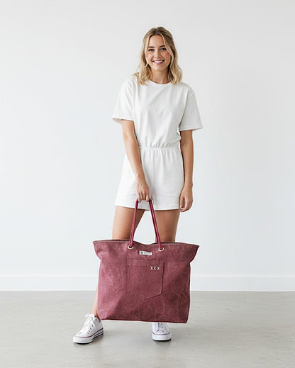 Cotton Canvas Oversized Tote Bag with Zip Pouch | YKK Zipper Closure | Padded Pocket for Tablet & Sunglasses/Phone | Bottle Holder | Strong Nylon Handles | Women