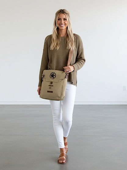 Sturdy Cotton Canvas Messenger Bags for Men and Women | With two Magnetic Snap Buttons Flap Closure, Adjustable Body Strap & Multiutility Lobster Hook