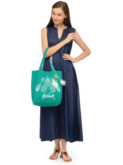 Cotton Canvas Tote Bag | Magnetic Closure & a Safety Pocket | Stylish Shoulder Bag for College & Daily Use | Digital Printed Design | With Tassel | For Women & Girls