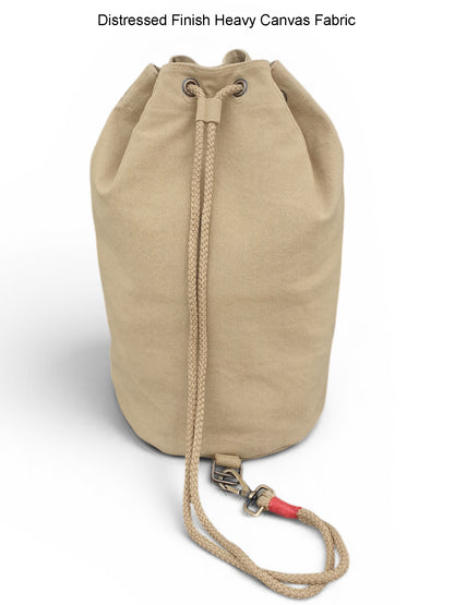 Distressed Canvas Backpack/Rucksack for Men & Women 20 Litres | Casual Cotton Bag with Spacious Compartment & Drawstring Strap | Stylish Bag suitable for College, Hiking & Everyday Essentials