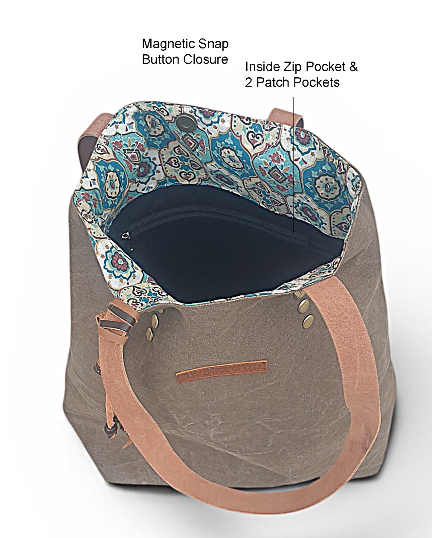 Distressed Finish Heavy Canvas Tote Handbag | Tassel Embellished | Magnetic Closure & Internal Zip Pocket Shoulder Bag | For College, Office and Daily Use | For Women