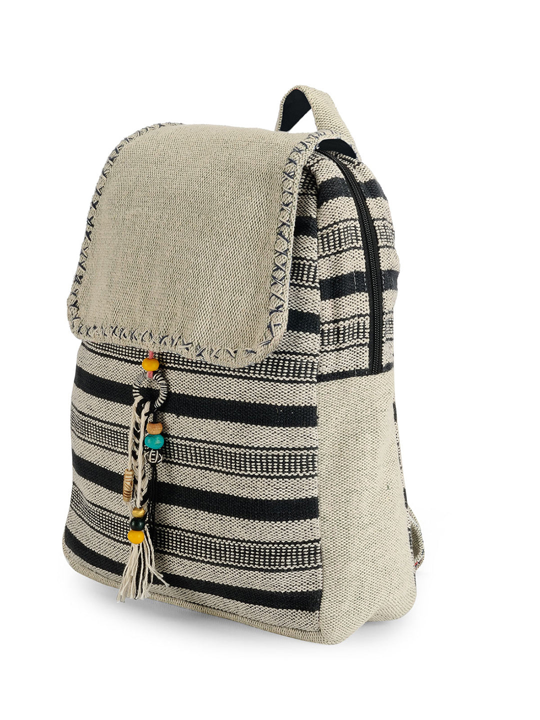 Handloom Fabric Backpack for Women 10 Litres | Multicolour Casual Cloth Bag with  Inner lining | Stylish Bag suitable for College, Travel & Beach