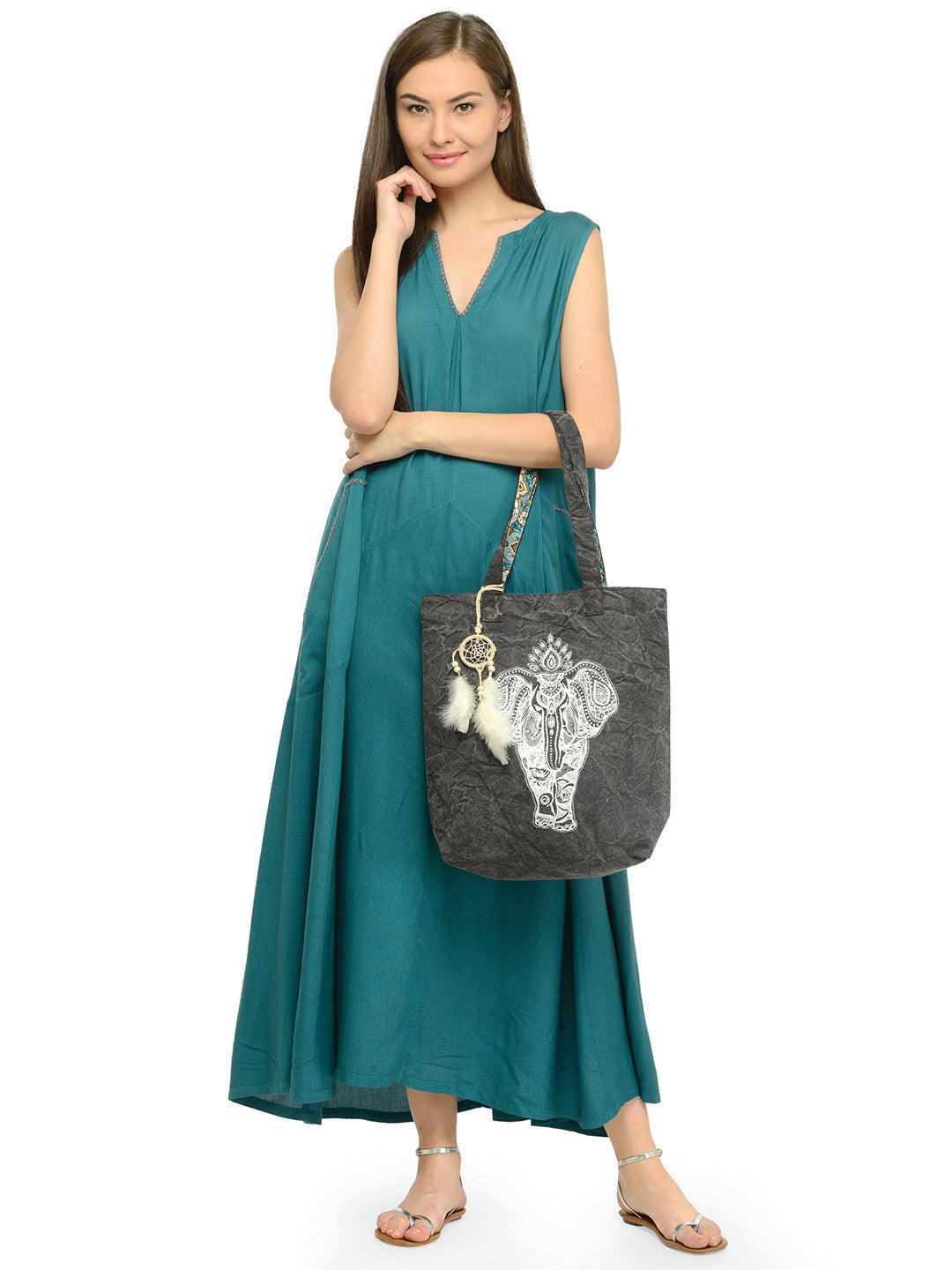 Cotton Canvas Tote Bag | Magnetic Closure & a Safety Pocket | Stylish Shoulder Bag for College & Daily Use | Digital Printed Design | With Tassel | For Women & Girls
