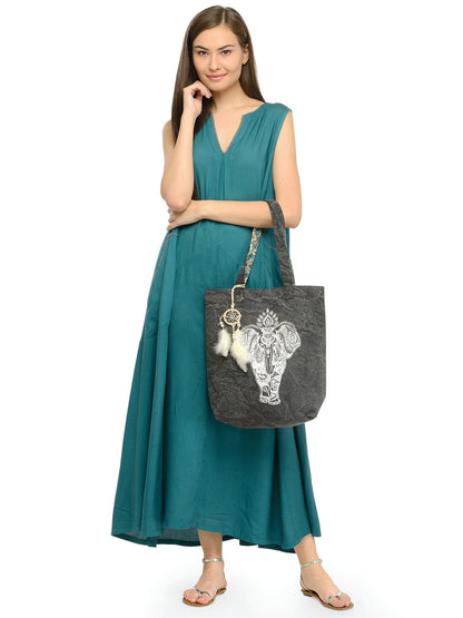 Cotton Canvas Tote Bag | Magnetic Closure & a Safety Pocket | Stylish Shoulder Bag for College & Daily Use | Digital Printed Design | With Tassel | For Women & Girls