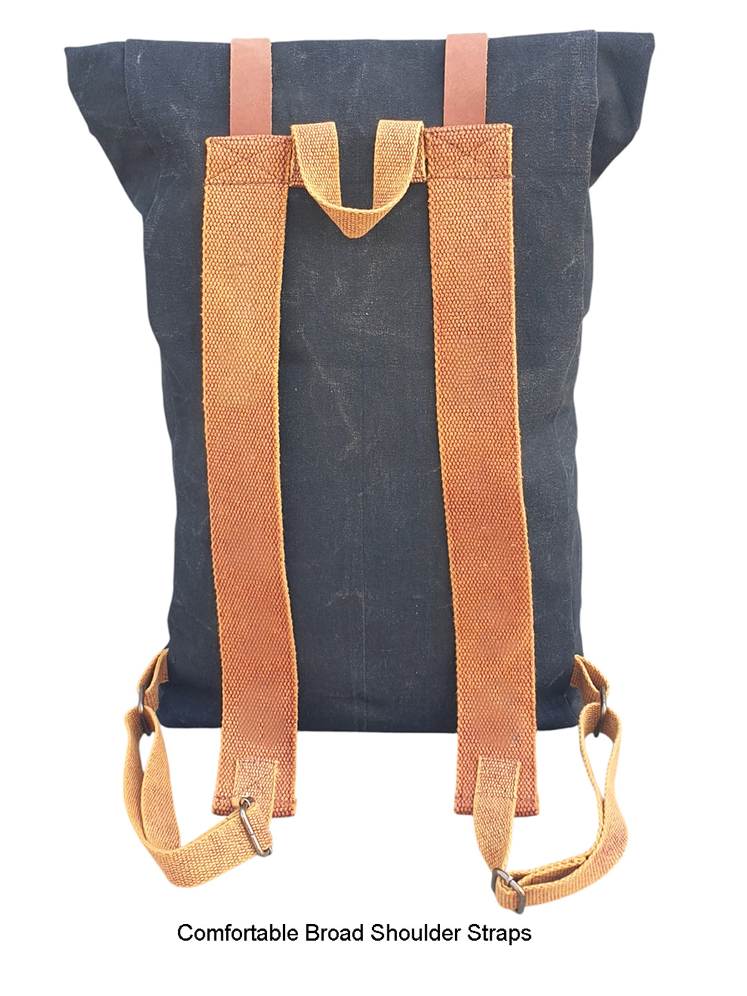 Canvas Backpack for Men and Women 21 Litres |  Cotton Bag with Top Roll Down Design & Leather strap Closure | Casual Backpacks Suitable for College, Travel & Hiking