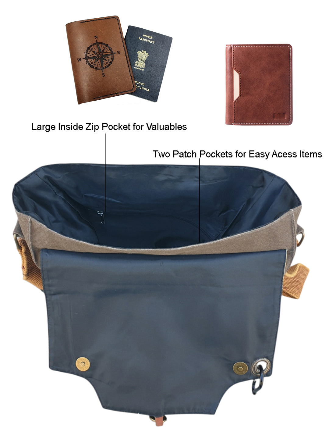 Sturdy Cotton Canvas Messenger Bags for Men and Women | With two Magnetic Snap Buttons Flap Closure, Adjustable Body Strap & Multiutility Lobster Hook