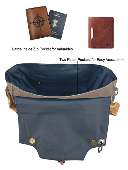 Sturdy Cotton Canvas Messenger Bags for Men and Women | With two Magnetic Snap Buttons Flap Closure, Adjustable Body Strap & Multiutility Lobster Hook