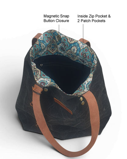 Distressed Finish Heavy Canvas Tote Handbag | Tassel Embellished | Magnetic Closure & Internal Zip Pocket Shoulder Bag | For College, Office and Daily Use | For Women