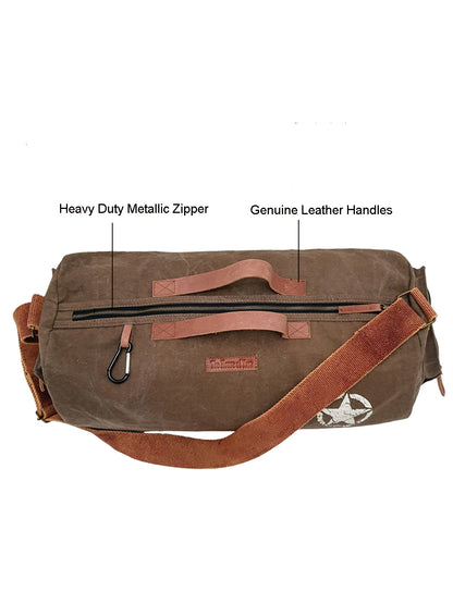 Canvas Travel Duffle Bag | 25 litres | Sports Duffel | Gym Bags | for Men and Women | Adjustable Broad Strap | Airline Carry-On Luggage | Quick Access Pockets |