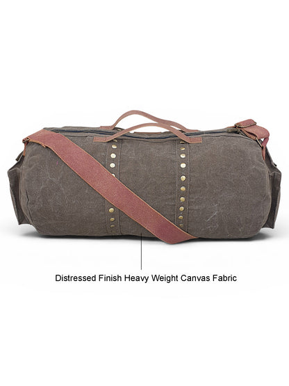 Canvas Travel Duffle Bag 25 litres | Sports Duffel | for Men and Women | Adjustable Broad Strap | Gym Bag | Airline Carry On Luggage | Quick Access Pockets |