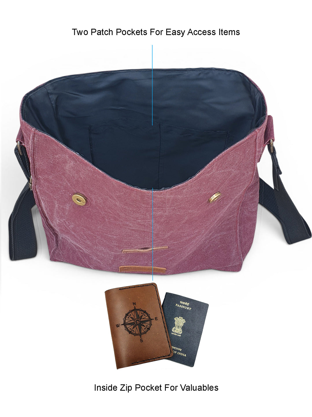 Sturdy Cotton Canvas Messenger Bags for Men and Women | With two Magnetic Snap Buttons Flap Closure, Adjustable Body Strap & Multiutility Lobster Hook