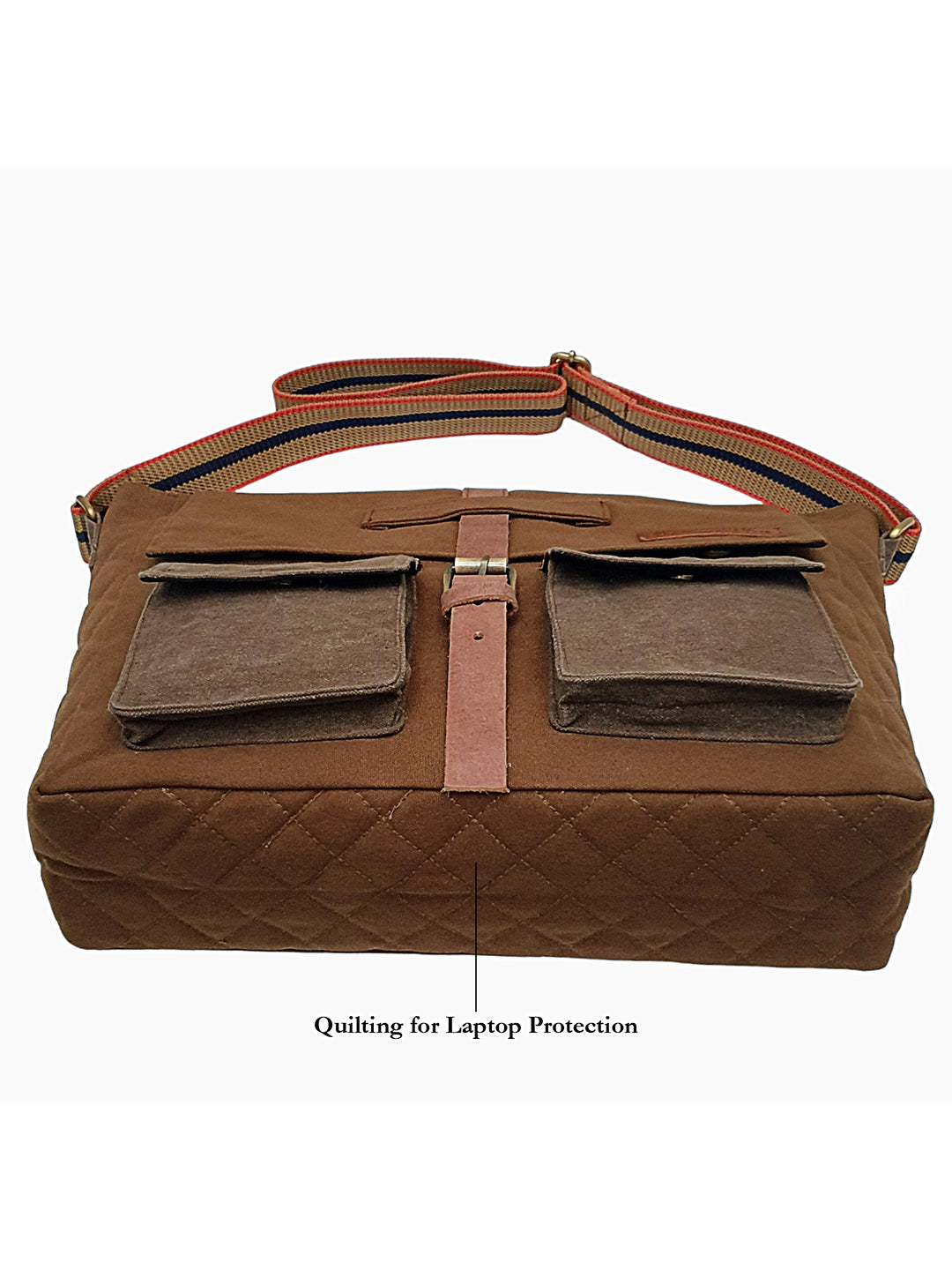 Canvas Messenger Sling Bag For Men & Women | Side Cross Body bag with Leather Strap on Flap Closure, Adjustable Shoulder Strap & 2 External Pockets | Suitable for Office