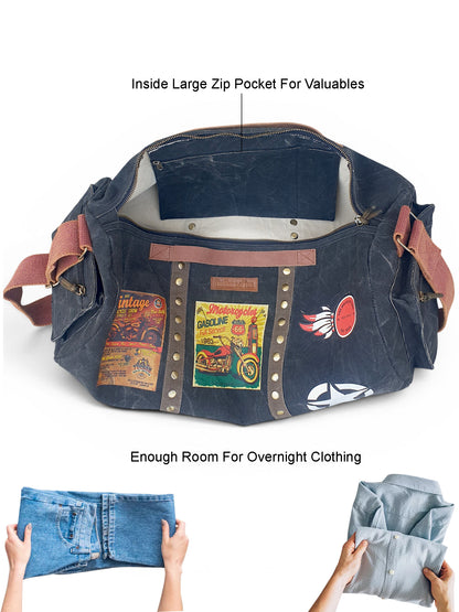 Canvas Travel Duffle Bag 25 litres | Sports Duffel | for Men and Women | Adjustable Broad Strap | Gym Bag | Airline Carry On Luggage | Quick Access Pockets |