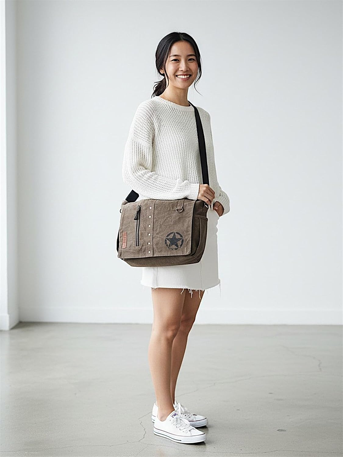 Distress Finish Sturdy Cotton Canvas Messenger Bags for Men and Women | Zip Closure, Adjustable Body Strap I Crossbody Sling | External Zip Pockets