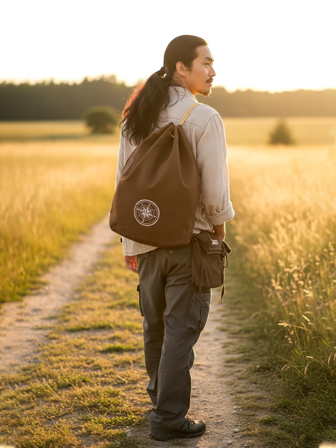 The House of tara Canvas Backpack for Men & Women 20 Litres | Casual Cotton Bag with Spacious Compartment & Drawstring Strap | Stylish Bag suitable for College, Hiking & Everyday Essentials (Khaki)