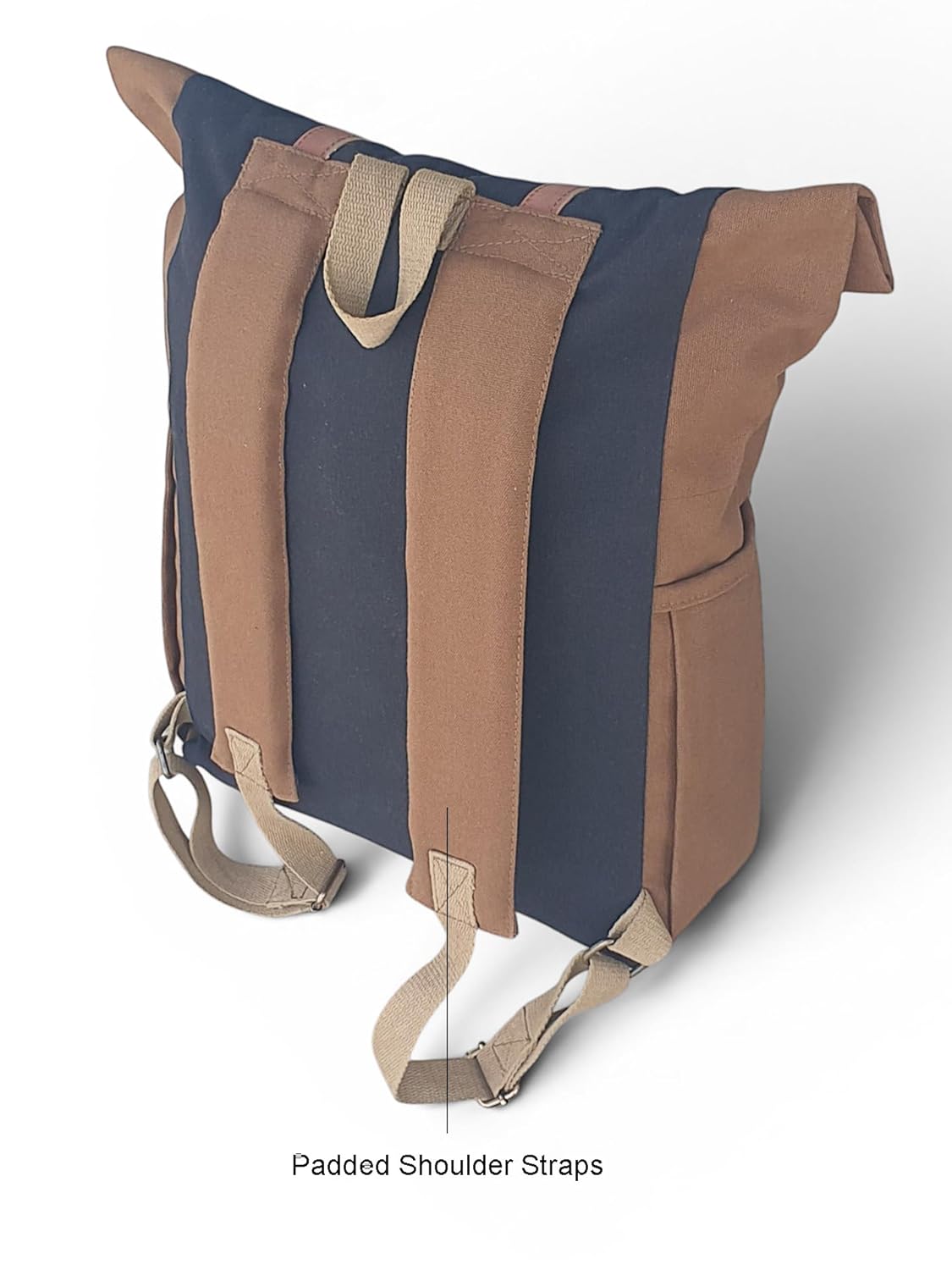 Dual Tone Canvas Backpack for Men & Women | 13 Liters | Casual Bags, Padded Laptop Compartment, 4 External Pockets, Adjustable straps | Suitable for Office, Travel & College (Khaki)