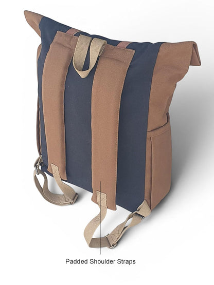 Dual Tone Canvas Backpack for Men & Women | 13 Liters | Casual Bags, Padded Laptop Compartment, 4 External Pockets, Adjustable straps | Suitable for Office, Travel & College (Khaki)