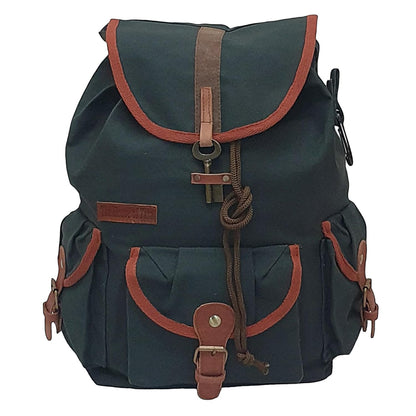 The House of tara Canvas Backpack for Men & Women 19 Liters | Waterproof Cloth Bag with Broad Adjustable Straps & 3 External Pockets | Spacious Casual Backpacks for College & Travel (Blue)