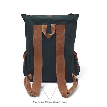 The House of tara Canvas Backpack for Men & Women 19 Liters | Waterproof Cloth Bag with Broad Adjustable Straps & 3 External Pockets | Spacious Casual Backpacks for College & Travel (Blue)