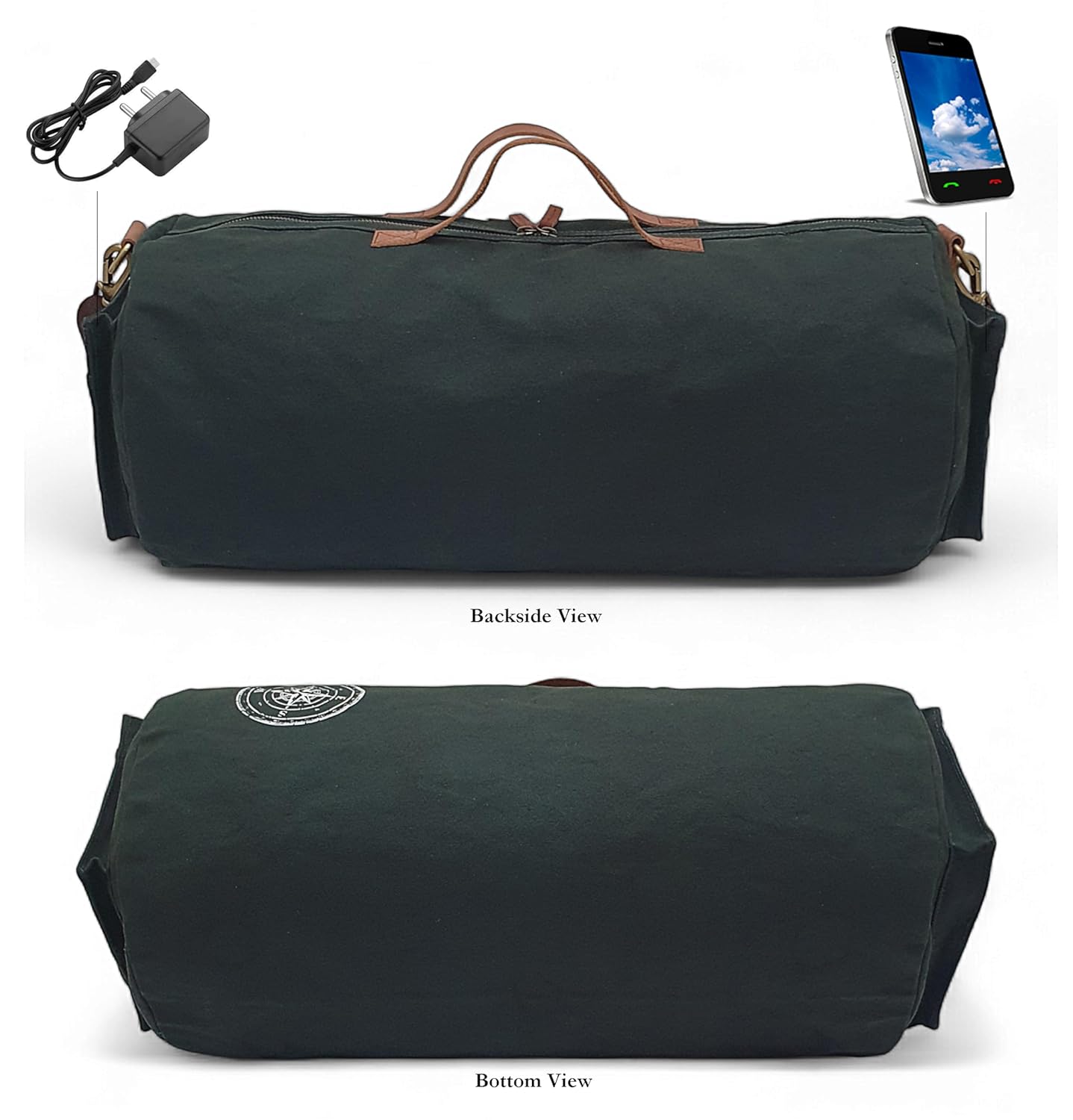 The House of Tara Canvas Travel Duffle Bag 25 litres | Sports Duffel | for Men and Women | Adjustable Removable Strap | Gym Bag | Luggage Garment Bag | Quick Access Pockets | Green Blue