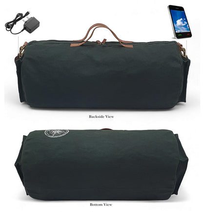 The House of Tara Canvas Travel Duffle Bag 25 litres | Sports Duffel | for Men and Women | Adjustable Removable Strap | Gym Bag | Luggage Garment Bag | Quick Access Pockets | Green Blue