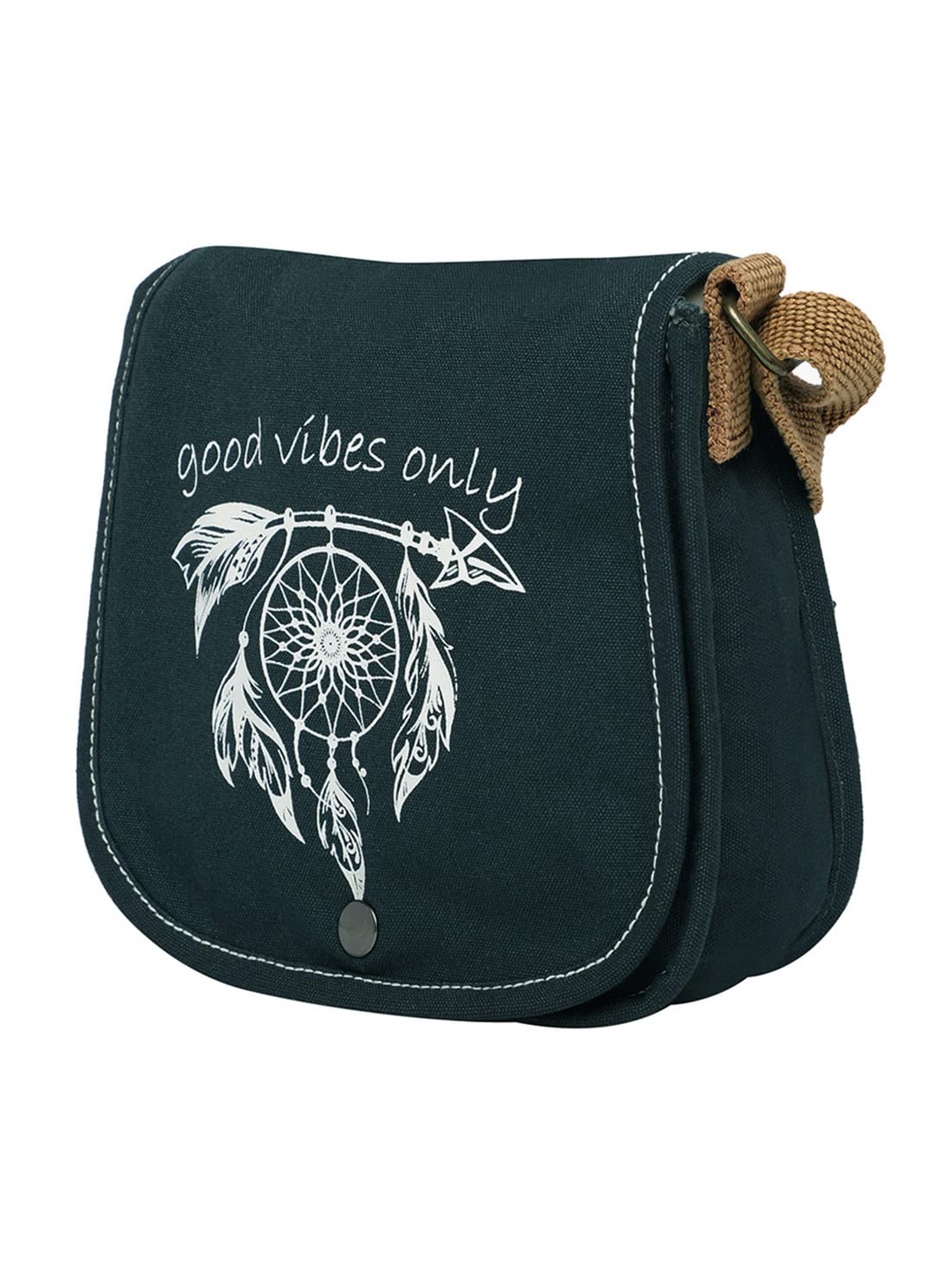 Canvas Purse for Women | Casual Crossbody Sling Bag with Boho Printed Flap, Adjustable Straps, Zipped Pocket & Inner Lining | Suitable for College & Travel