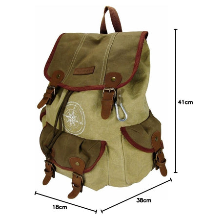 The House of tara Canvas Backpack for Men & Women (Khaki Green)