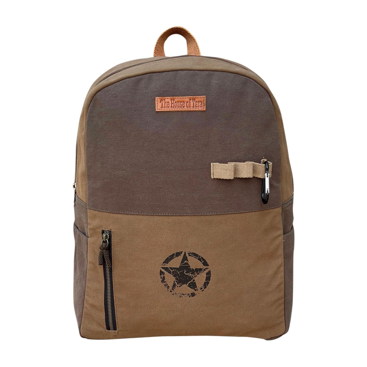 The House of tara Canvas Laptop Backpack for Men & Women 18 Liters | Casual Bag with Heavy Canvas Lining/Trolley Strap & Laptop Compartment | Suitable for College & Travel (Khaki Brown)
