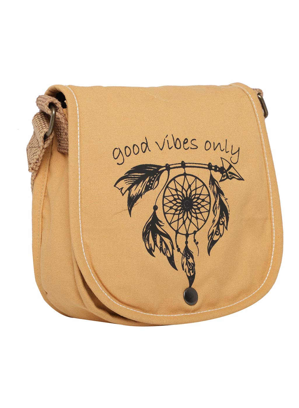 Canvas Purse for Women | Casual Crossbody Sling Bag with Boho Printed Flap, Adjustable Straps, Zipped Pocket & Inner Lining | Suitable for College & Travel