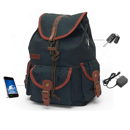 The House of tara Canvas Backpack for Men & Women 19 Liters | Waterproof Cloth Bag with Broad Adjustable Straps & 3 External Pockets | Spacious Casual Backpacks for College & Travel (Blue)