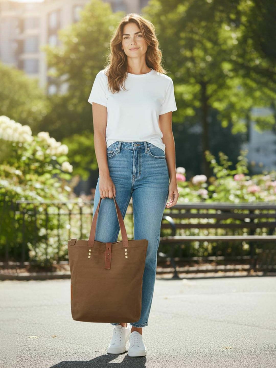 The House of tara Convertible Handbag | Canvas Tote Bag | Casual Cross Body Sling Bag | Khaki Color | Leather Strap Closure and External Pocket | Adjustable Strap Cotton Shoulder Bag For Women