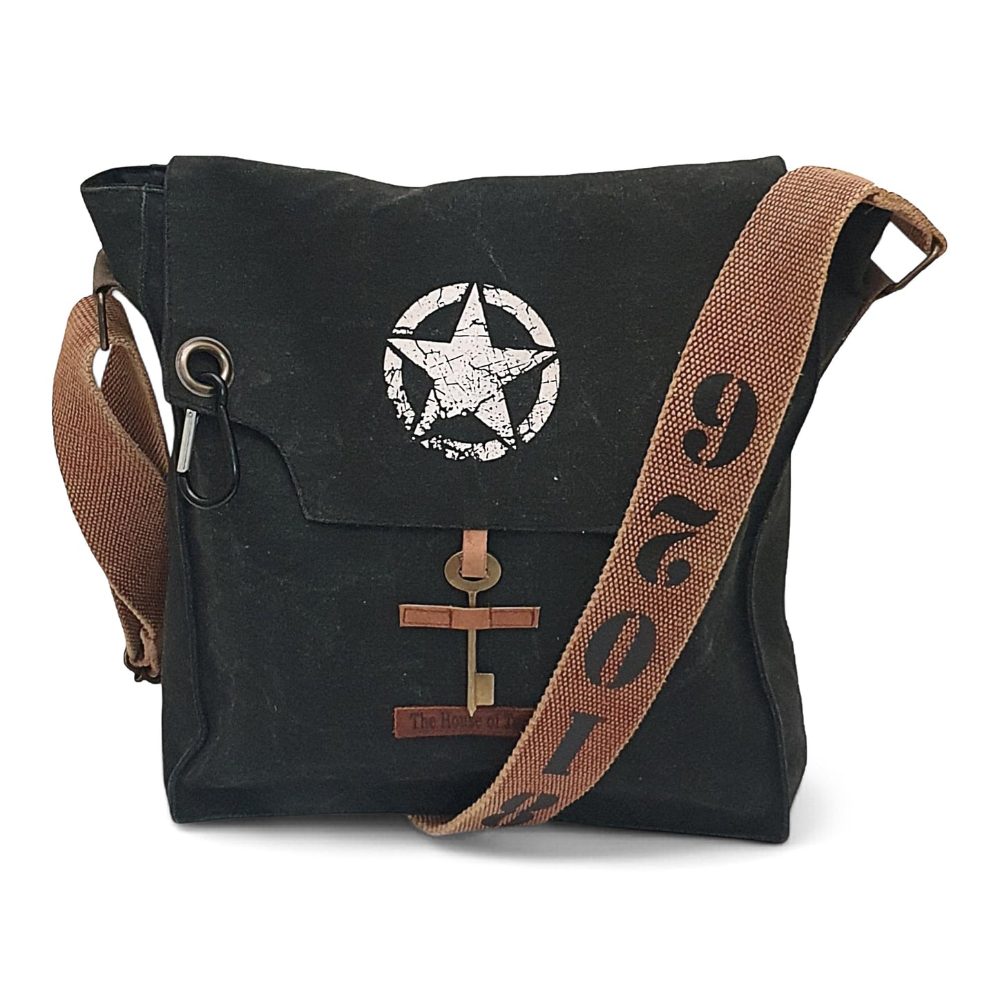 The House of tara Sturdy Cotton Canvas Messenger Bags for Men and Women | With two Magnetic Snap Buttons Flap Closure, Adjustable Body Strap & Multiutility Lobster Hook (Beige)