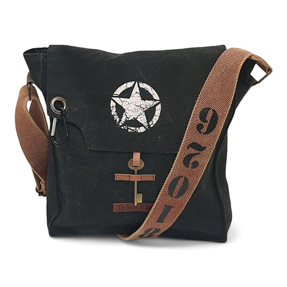 The House of tara Sturdy Cotton Canvas Messenger Bags for Men and Women | With two Magnetic Snap Buttons Flap Closure, Adjustable Body Strap & Multiutility Lobster Hook (Beige)