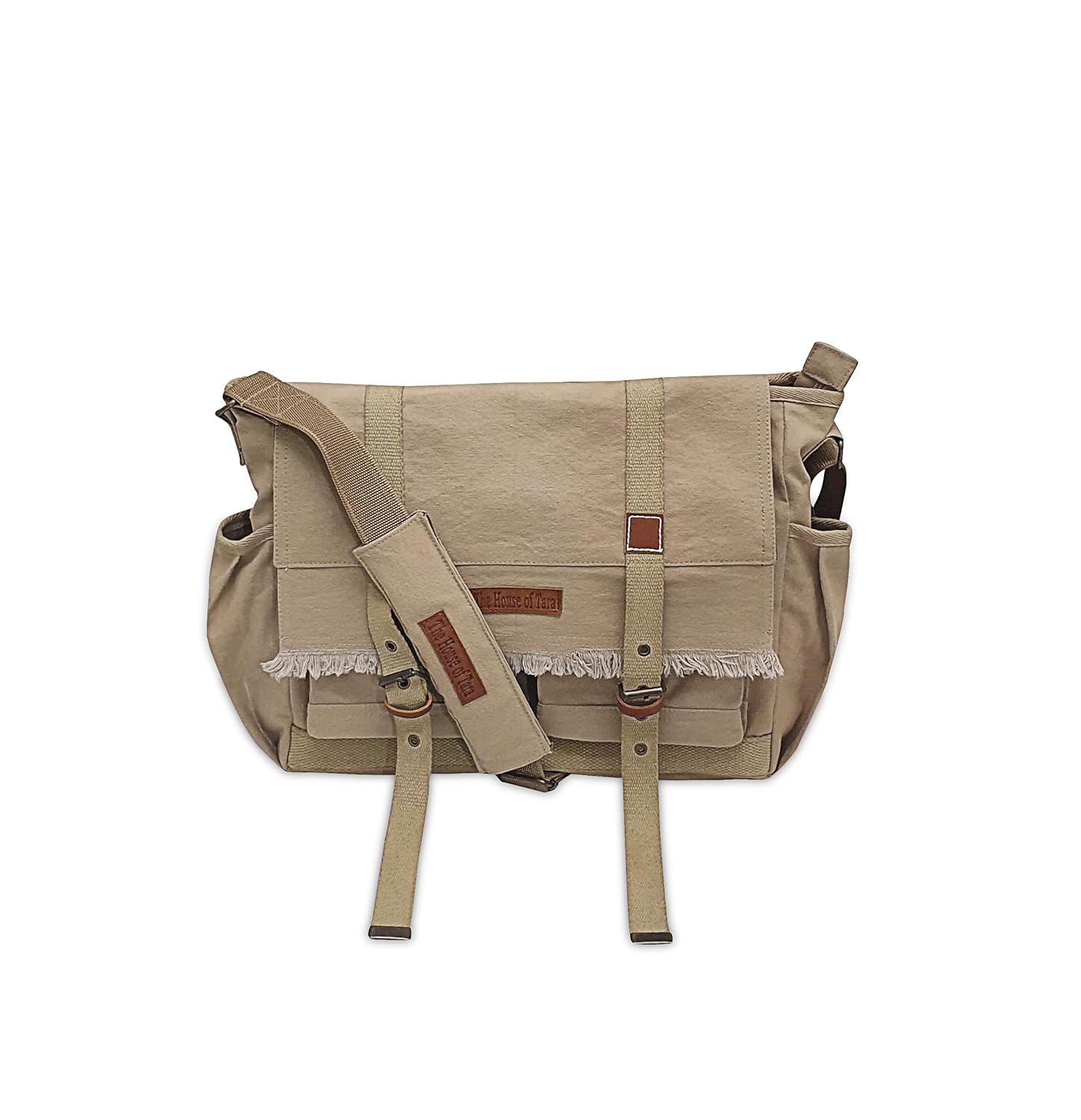 The House of tara Canvas Messenger Bag for Men and Women | Sling Laptop Bag fits Upto 15.6 Inch Size | Crossbody Bag with Waterproof Inner Lining, Adjustable Straps & Padded Partition