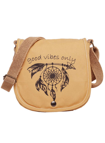 Canvas Purse for Women | Casual Crossbody Sling Bag with Boho Printed Flap, Adjustable Straps, Zipped Pocket & Inner Lining | Suitable for College & Travel