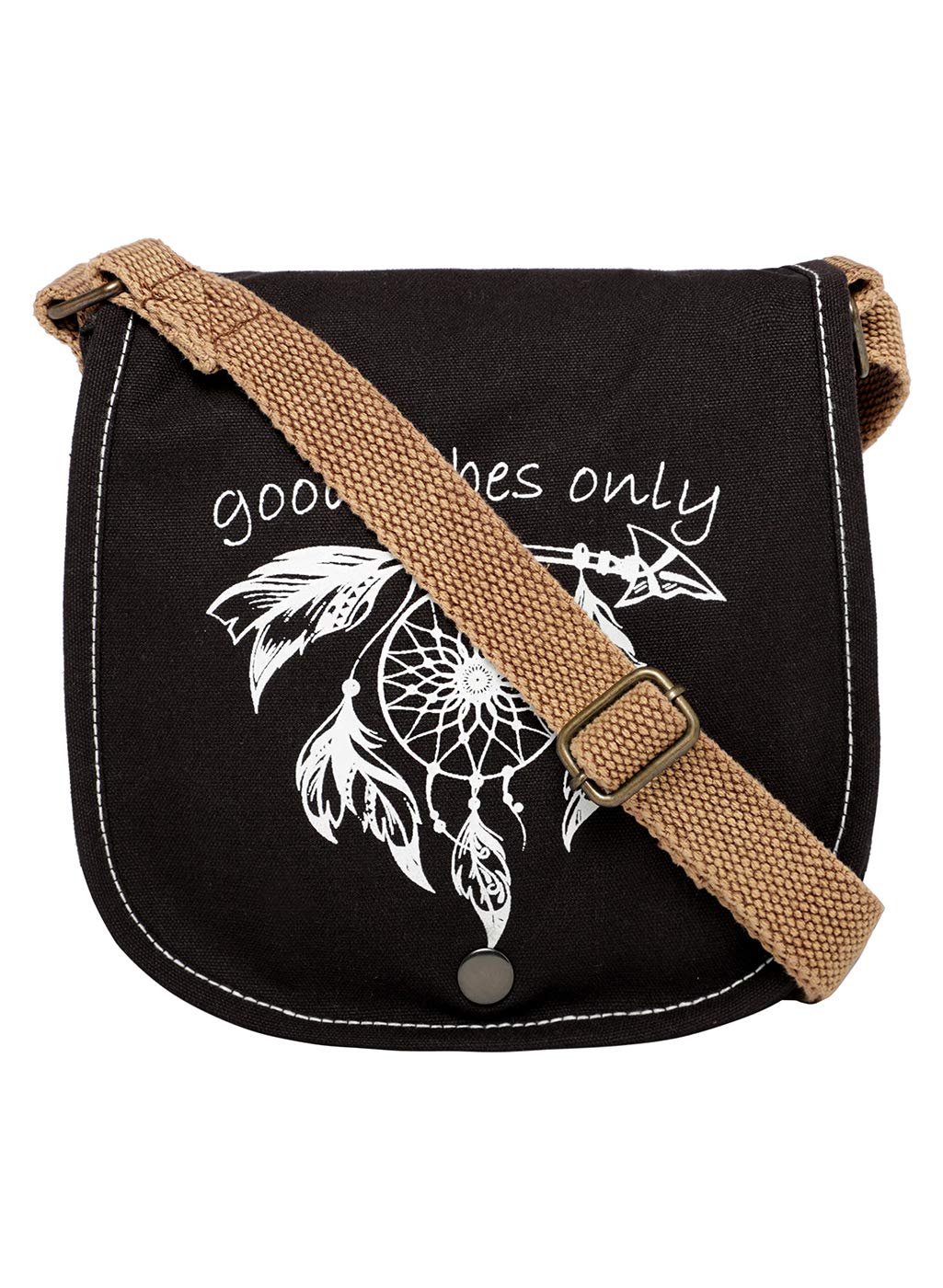 Canvas Purse for Women | Casual Crossbody Sling Bag with Boho Printed Flap, Adjustable Straps, Zipped Pocket & Inner Lining | Suitable for College & Travel