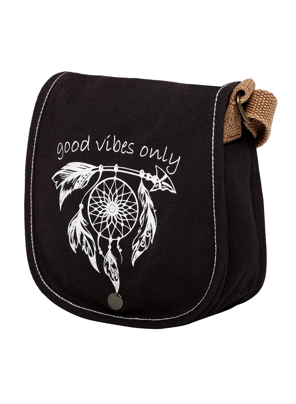 Canvas Purse for Women | Casual Crossbody Sling Bag with Boho Printed Flap, Adjustable Straps, Zipped Pocket & Inner Lining | Suitable for College & Travel