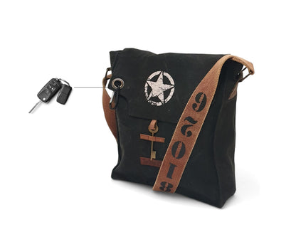 The House of tara Sturdy Cotton Canvas Messenger Bags for Men and Women | With two Magnetic Snap Buttons Flap Closure, Adjustable Body Strap & Multiutility Lobster Hook (Beige)