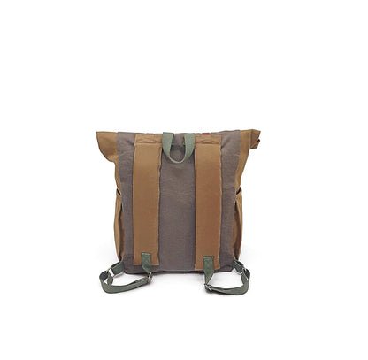 The House of tara Dual Tone Canvas Backpack for Men & Women | 13 Liters | Casual Bags, Padded Laptop Compartment, 4 External Pockets, Adjustable straps | Suitable for Office, Travel & College (Brown)