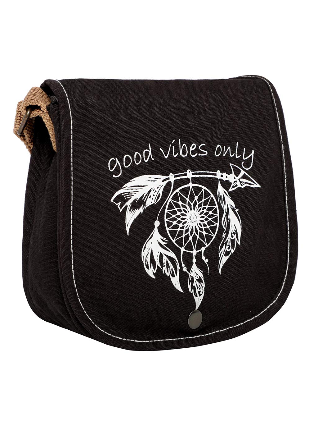 Canvas Purse for Women | Casual Crossbody Sling Bag with Boho Printed Flap, Adjustable Straps, Zipped Pocket & Inner Lining | Suitable for College & Travel