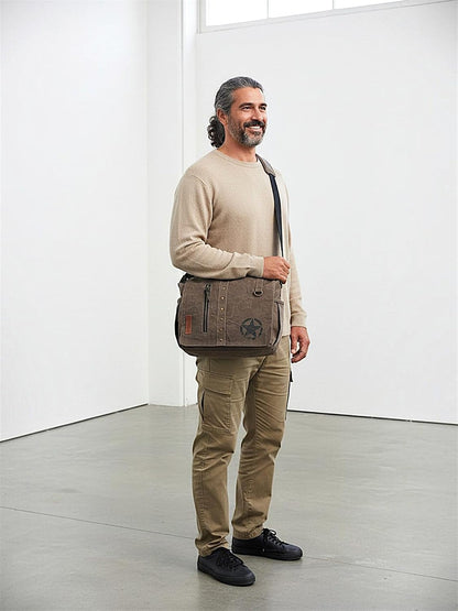 Distress Finish Sturdy Cotton Canvas Messenger Bags for Men and Women | Zip Closure, Adjustable Body Strap I Crossbody Sling | External Zip Pockets