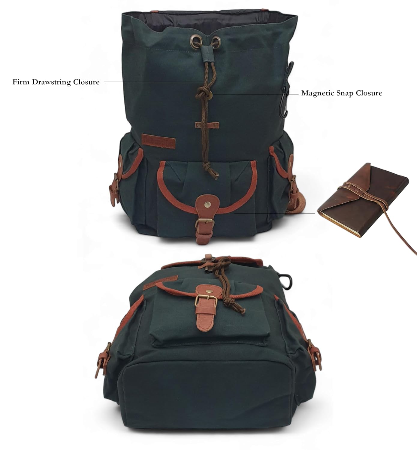 The House of tara Canvas Backpack for Men & Women 19 Liters | Waterproof Cloth Bag with Broad Adjustable Straps & 3 External Pockets | Spacious Casual Backpacks for College & Travel (Blue)