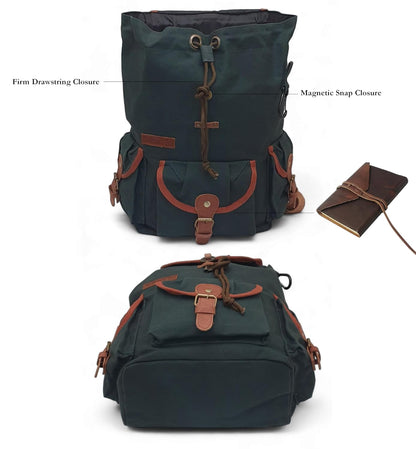 The House of tara Canvas Backpack for Men & Women 19 Liters | Waterproof Cloth Bag with Broad Adjustable Straps & 3 External Pockets | Spacious Casual Backpacks for College & Travel (Blue)